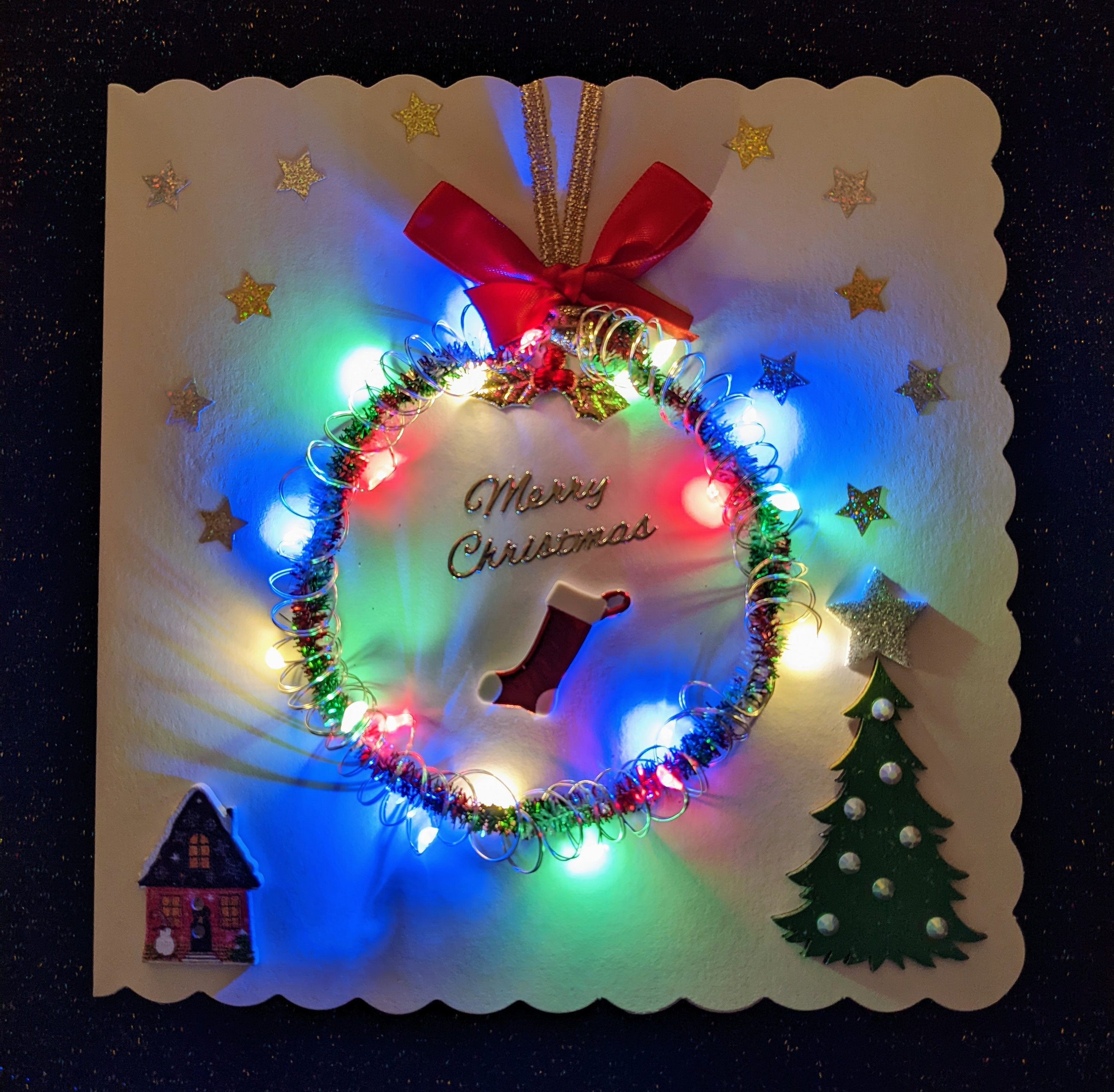 Light up Cards Led Christmas Cards Light up Christmas Wreath Etsy UK