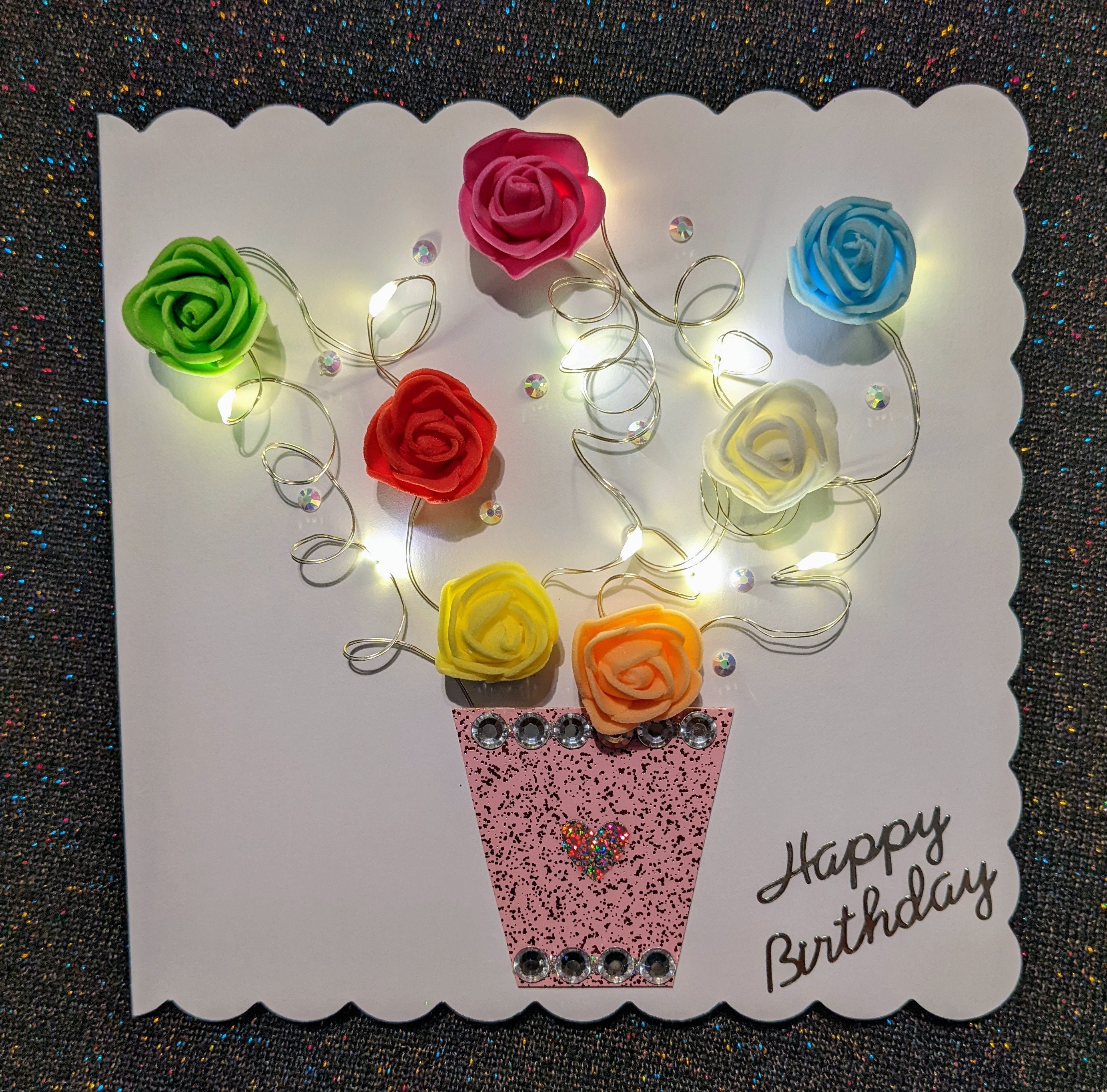 Beautiful Led Light up Card Vase of Flowers Cards With Etsy