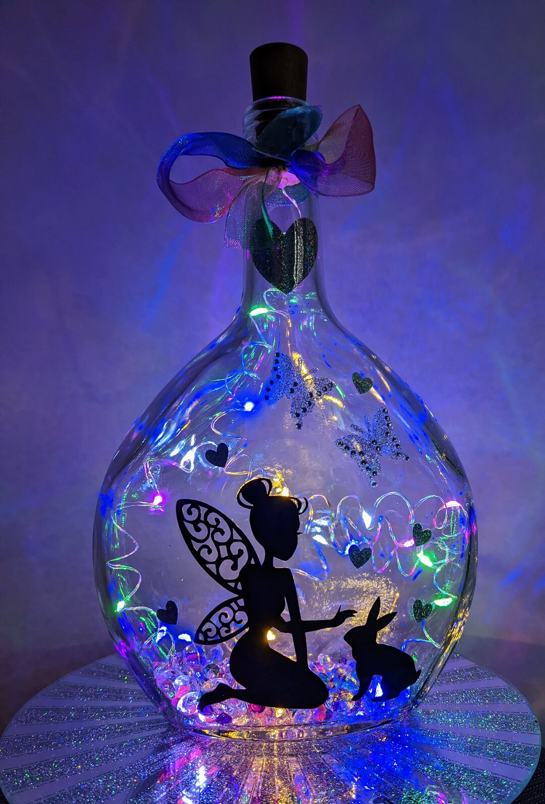 Beautiful Led Light up Fairy Garden Bottle, Pretty Multicolored Led