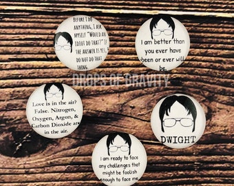 Dwight schrute magnets set of 5, the office, kitchen decor, refrigerator magnets, locker decor, Michael Scott, Jim Halpert, Stocking Stuffer