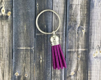 Royal Purple Mini Leather Tassel keychain • Tassel Keychain • Statement Keychain • Tassels • Gift for Her • Keychain Accent