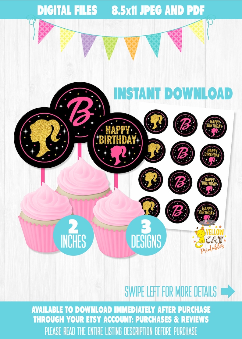 Classic Doll Max 70% OFF Silhouette 5 ☆ popular Cupcake Birthday Toppers Party Gl