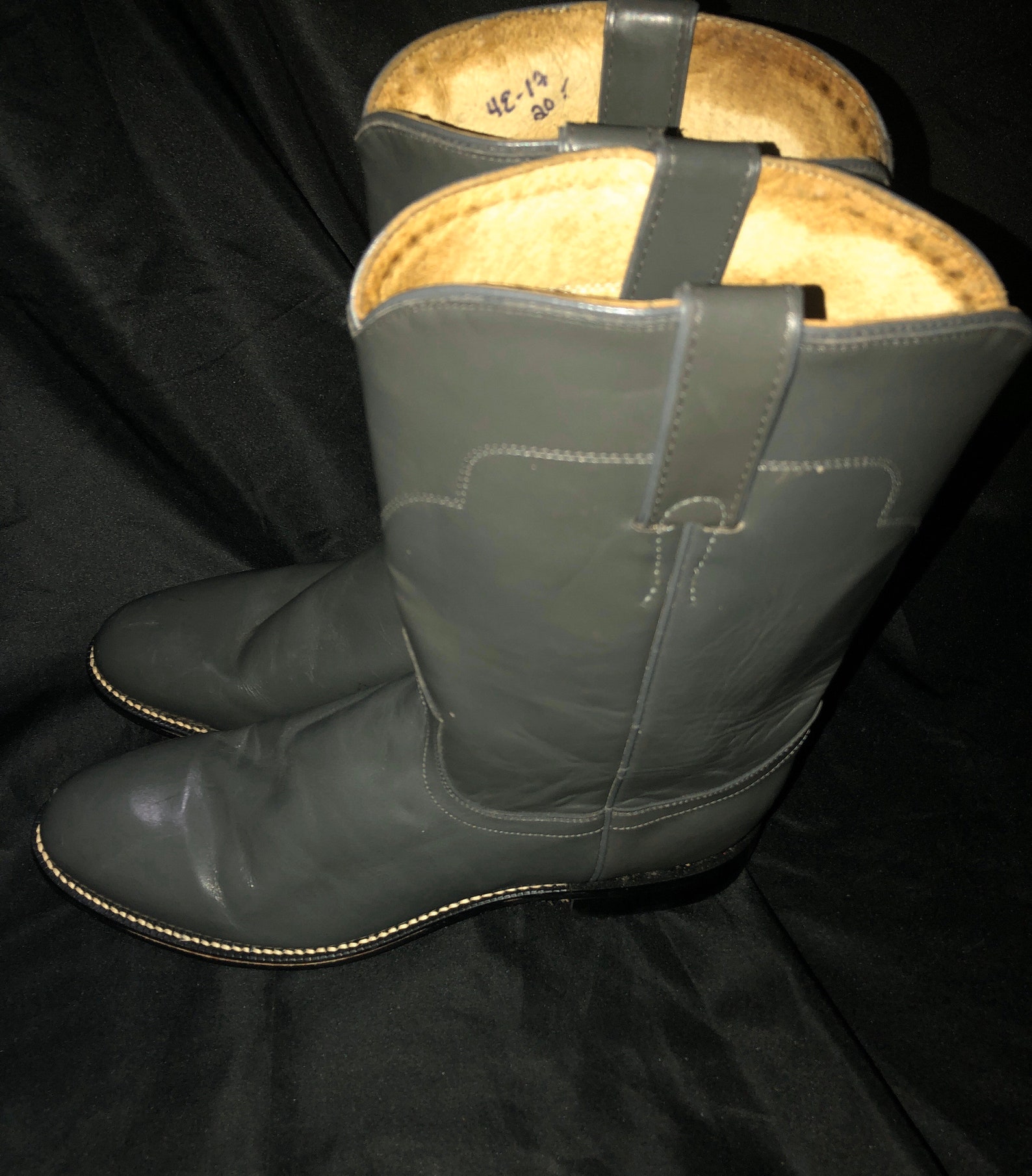 Vintage Tony Lama Grey Roper Cowboy Cowgirl Western Boots Size Etsy