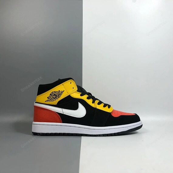 Air Jordan 1 Mid Se Black/amarillo-white-team Orange for Sale - Etsy