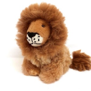 Real alpaca fur lion / stuffed lion / alpaca fur lion/lion toy / handmade alpaca plush.