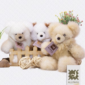 Handmade 100% Baby Alpaca Fur Teddy Bear - Peruvian Plush Bear - Perfect Gift&quot;