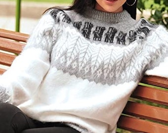 Allpaka Cusco/Alpaca Sweater Women Wool Sweater for Women White Alpaca Winter Sweater Peru