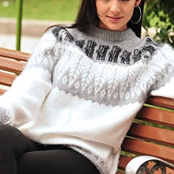 Allpaka Cusco/Alpaca Sweater Women Wool Sweater for Women White Alpaca Winter Sweater Peru