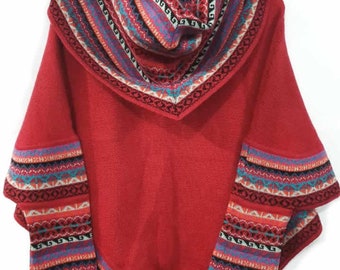 Mantella poncho a collo alto lavorato a maglia, lana di alpaca superfine da donna, maglione poncho da donna caldo e morbido
