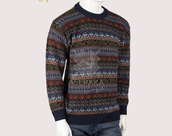 Royal gray Alpaca Sweater for Men - Handcrafted Elegance