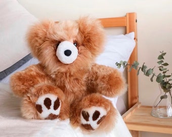 Handmade Alpaca Fur Teddy Bear, Large Plush Toy (19.5" or 23")