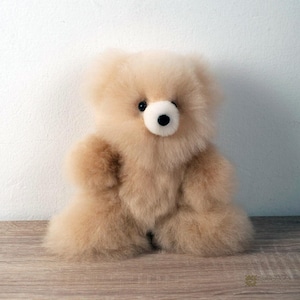 Ours en peluche en laine d'alpaga bébé | Peluche douce faite main | Ours cadeau hypoallergénique | Plusieurs tailles disponibles | Fabriqué à la main au Pérou