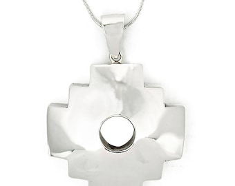 Handcrafted 950 Sterling Silver Chakana Pendant Necklace, Peruvian Jewelry