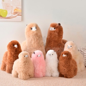 Adorable Beige Alpaca Stuffed Toy - 100% Genuine Peruvian Alpaca Fur, Ultra-Soft