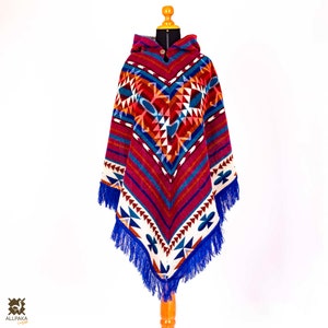 Poncho lila driehoek. Bergponcho voor uitstapjes. Alpaca-poncho. Uniseks alpaca-poncho. Ecuadoraanse poncho. Poncho van inheemse alpaca. Moeder cadeau