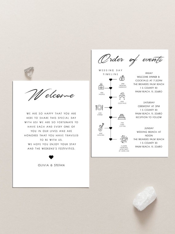 Wedding Itinerary Welcome Letter Template Printable Welcome Etsy