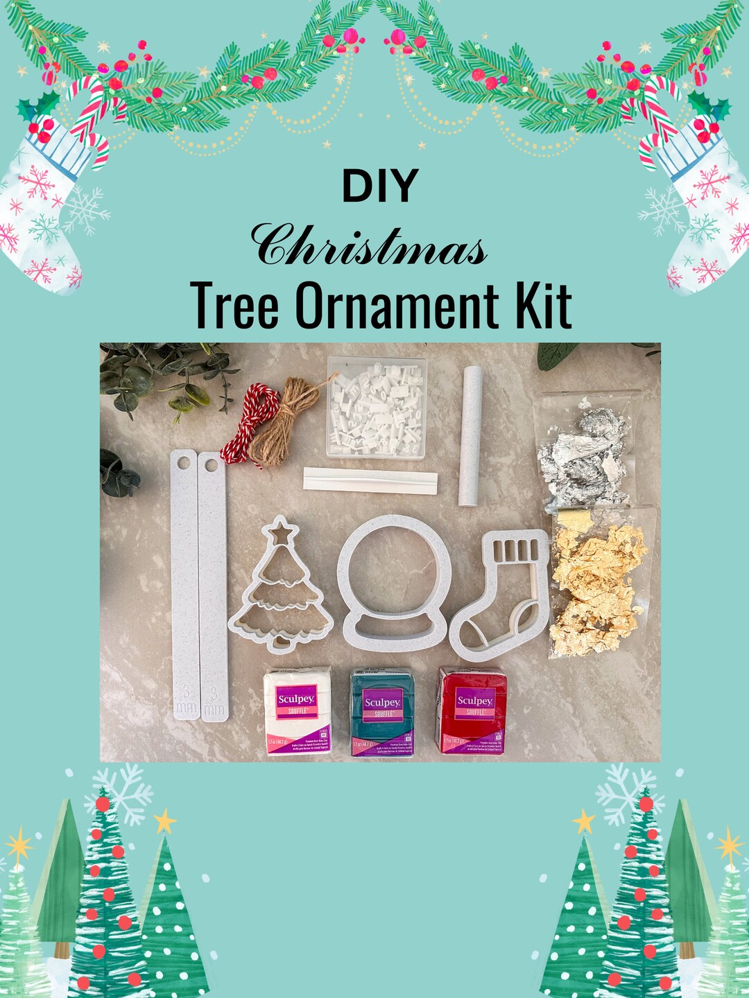 Personalized Christmas Ornament Kit DIY Christmas Decor DIY Polymer