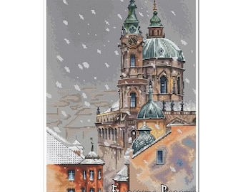 Prague, DMC Cross Stitch Chart Needlepoint Pattern Embroidery Chart Printable PDF Instant Download