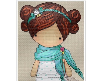Doll Spring, series magic__dolls. DMC Cross Stitch Chart Needlepoint Pattern Embroidery Chart Printable PDF Instant Download