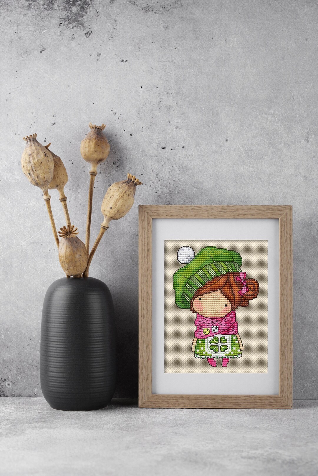 kumade様リクエスト☆クロスステッチ完成品 ペーパードール9点 kumade