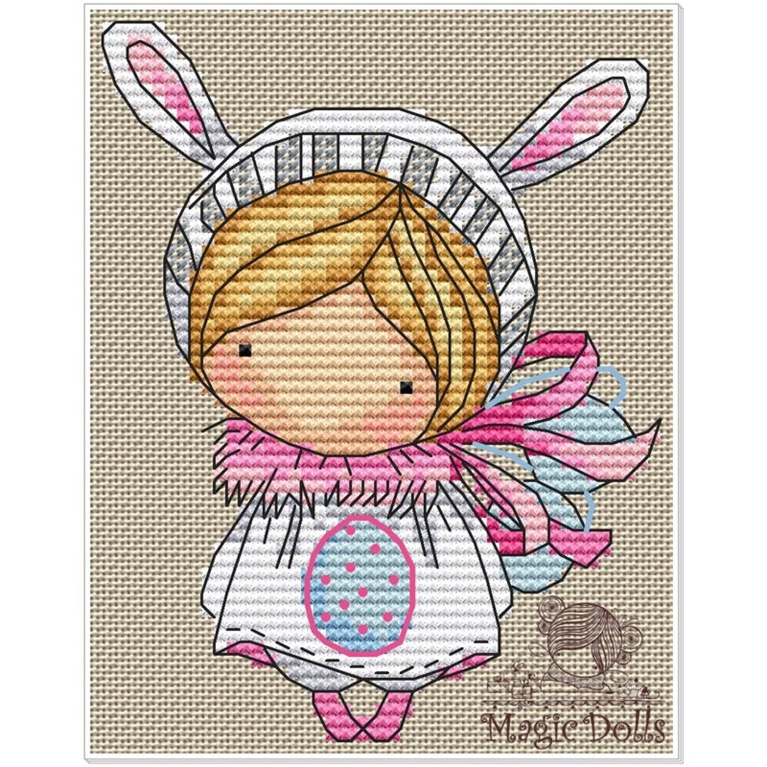 Doll Rabbit Easter, Series MINI Magic__dolls DMC Cross Stitch Chart ...