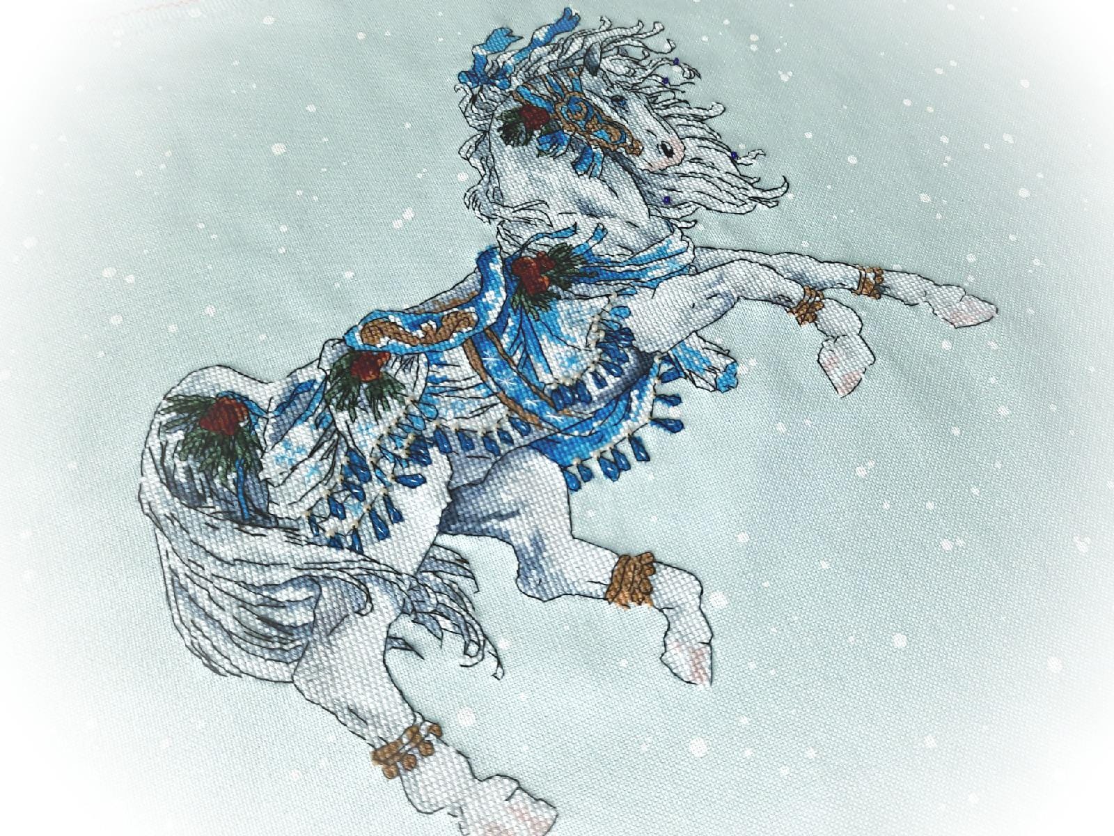 Horse Winter, DMC Cross Stitch Chart Needlepoint Pattern Embroidery ...