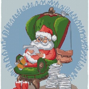 Weihnachtsmann, DMC Kreuzstich Vorlage Stickmuster Stickvorlage Printable PDF Instant Download