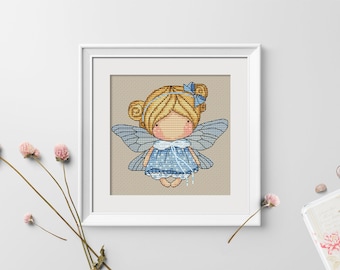 Doll Angel Spring (097),  series MINI magic__dolls DMC Cross Stitch Chart Needlepoint Pattern Embroidery Printable PDF Instant Download