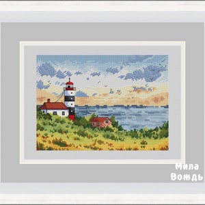 On the coast, DMC Cross Stitch Chart Needlepoint Pattern Embroidery Chart Printable PDF Instant Download