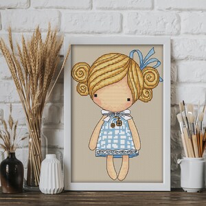 Doll Tenderness (021), series magic__dolls. DMC Cross Stitch Chart Needlepoint Pattern Embroidery Chart Printable PDF Instant Download
