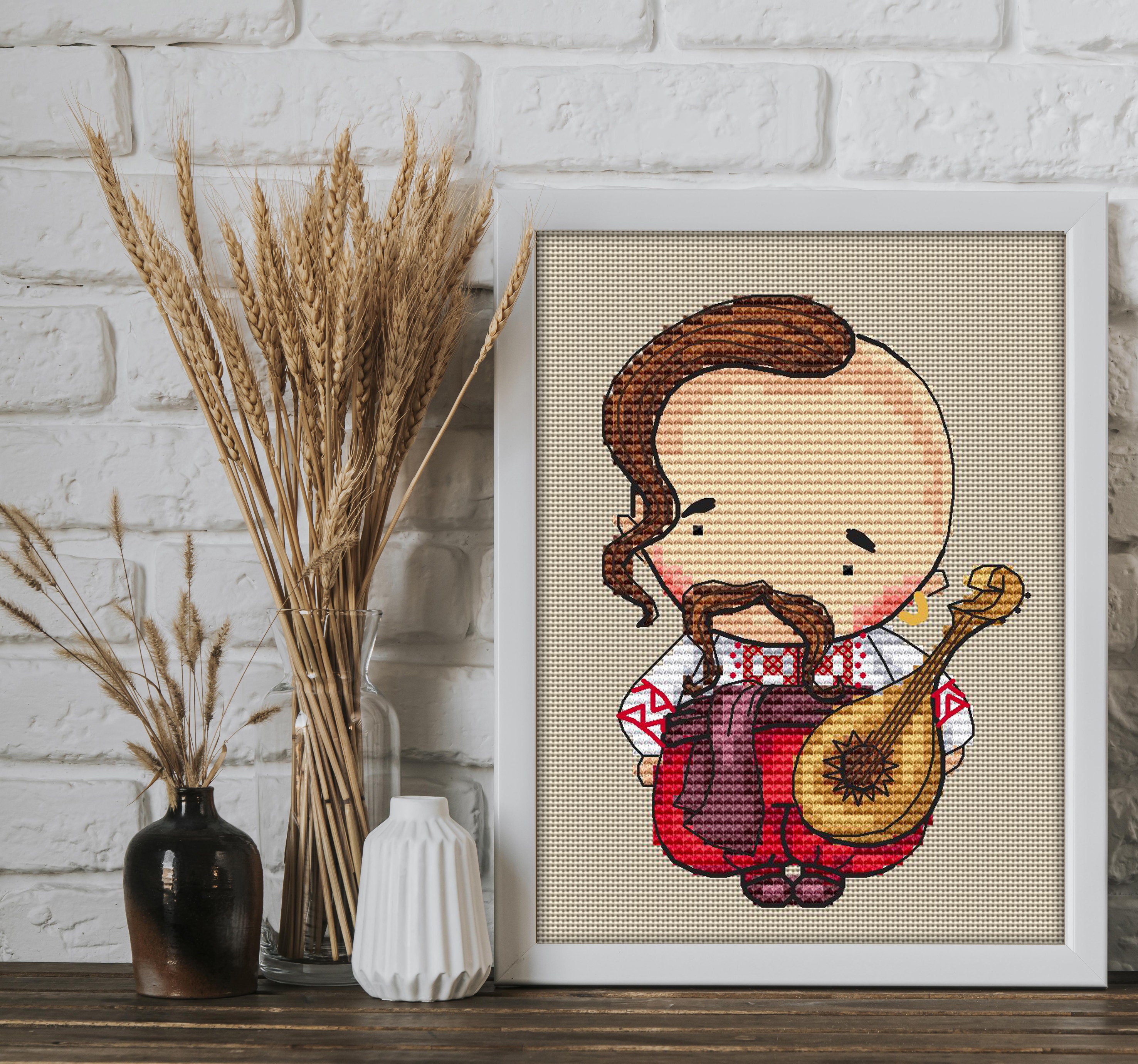 Doll Kozak (163), series MINI magic__dolls DMC Cross Stitch Chart Needlepoint Pattern Embroidery Chart Printable PDF Instant Download