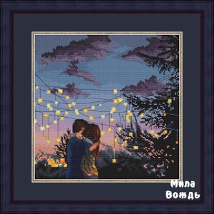 Boy and girl, Together, DMC Cross Stitch Chart Needlepoint Pattern Embroidery Chart Printable PDF Instant Download