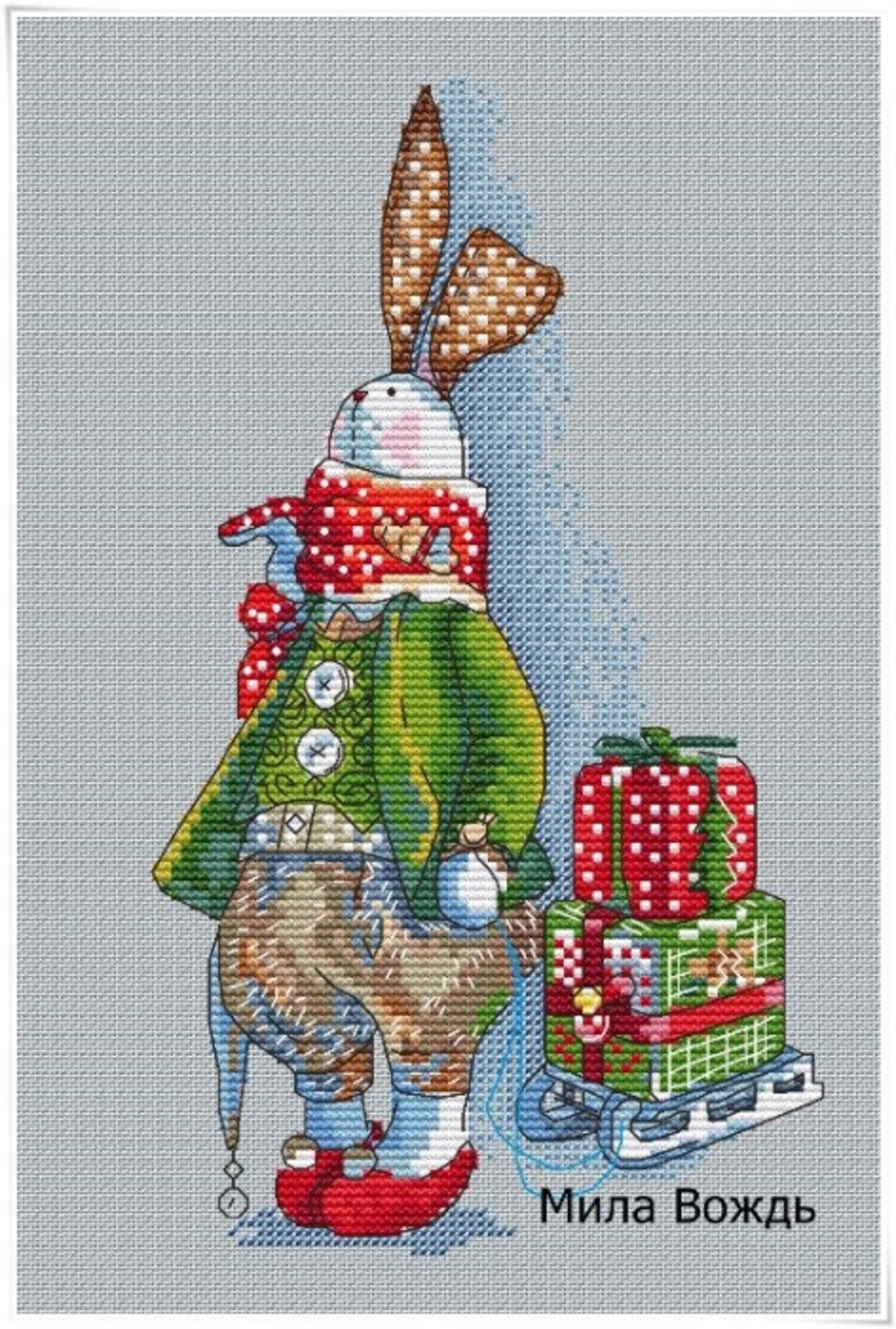 Rabbit and Presents, DMC Cross Stitch Chart Needlepoint Pattern ...