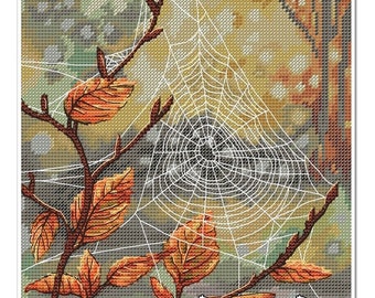 Spiderweb, DMC Cross Stitch Chart Needlepoint Pattern Embroidery Chart Printable PDF Instant Download