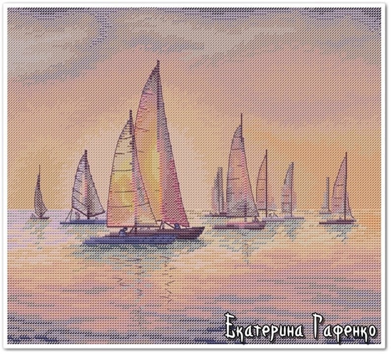 Yachts DMC Cross Stitch Chart Needlepoint Pattern Embroidery Etsy