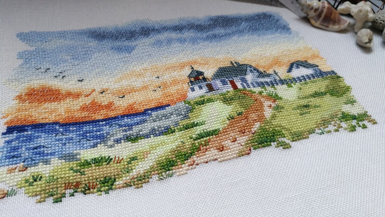 By the Sea, DMC Cross Stitch Chart Needlepoint Pattern Embroidery Chart ...