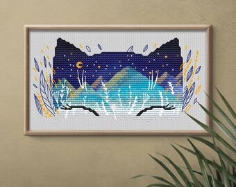 Black Cat February Calendar DMC Cross Stitch Chart Needlepoint Pattern Embroidery Chart Printable PDF Instant Download