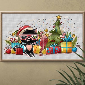 Black Cat December Calendar DMC Cross Stitch Chart Needlepoint Pattern Embroidery Chart Printable PDF Instant Download
