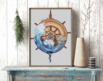 Storm. Compass.  Cross-stitch design in PDF format, series by RosiesSketchbook