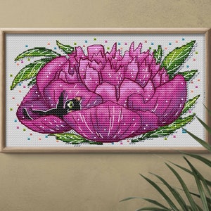 Black Cat May Calendar DMC Cross Stitch Chart Needlepoint Pattern Embroidery Chart Printable PDF Instant Download