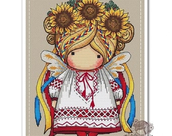 Doll Angel of Ukraine (153), magic__dolls DMC Cross Stitch Chart Pattern Embroidery Chart Printable PDF Instant Download