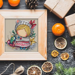 Puppe Neujahrskatze (167), Serie MINI magic__dolls DMC Kreuzstichvorlage Stickmuster Stickerei Printable PDF Instant Download