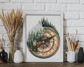 Canada. Compass.  Cross-stitch design in PDF format, series by RosiesSketchbook