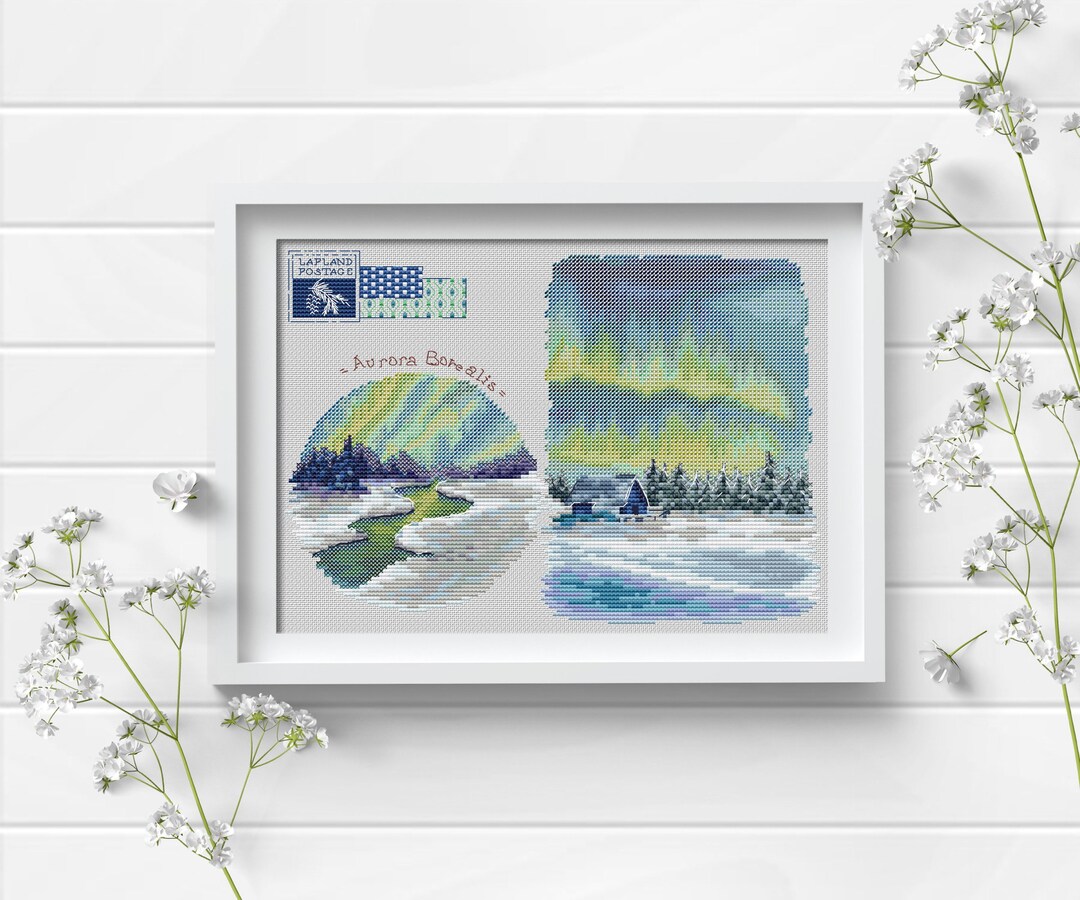 Aurora Borealis, DMC Cross Stitch Chart Needlepoint Pattern Embroidery ...