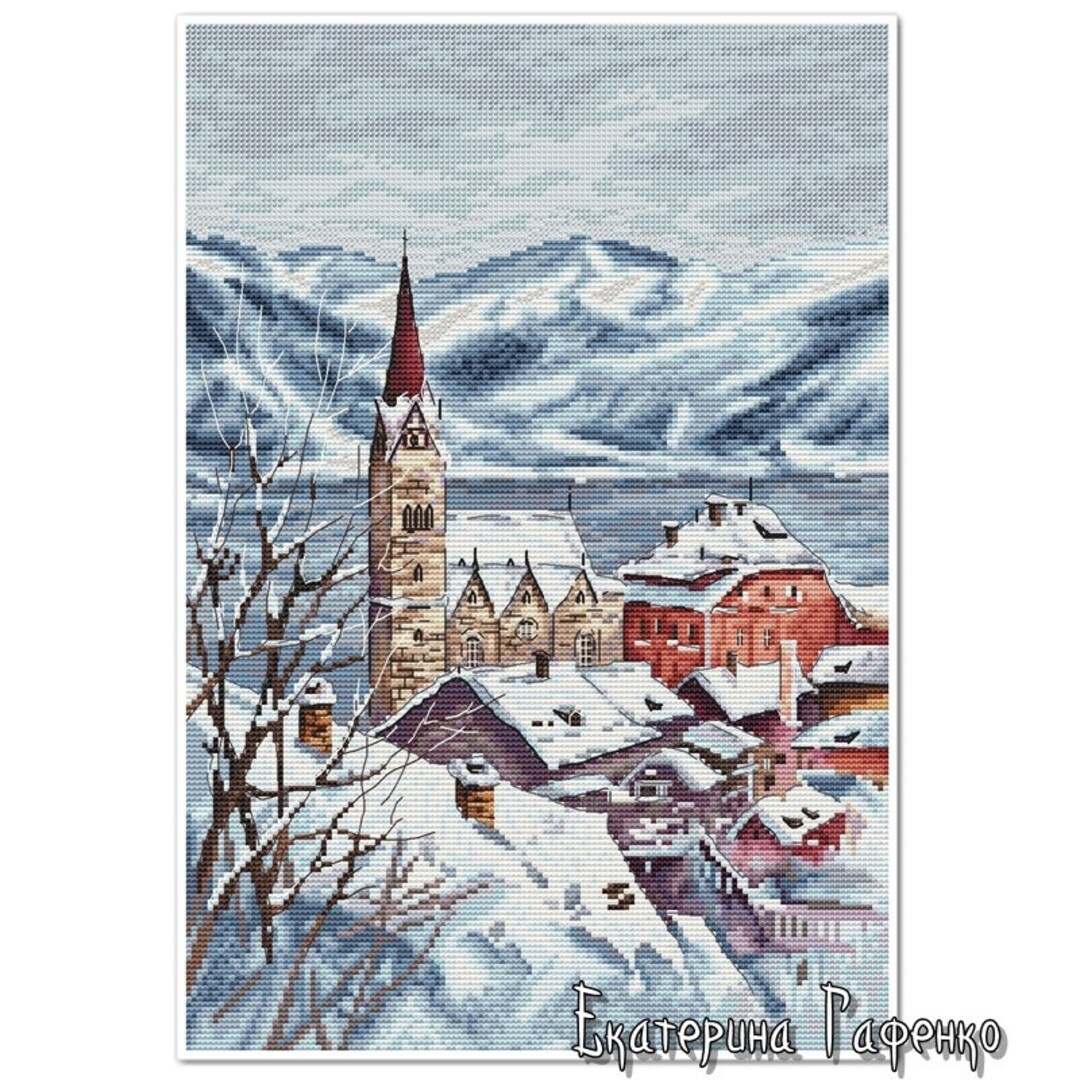 City Hallstatt, DMC Cross Stitch Chart Needlepoint Pattern Embroidery ...