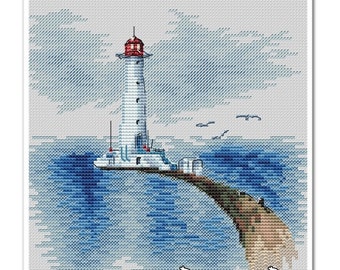 Lighthouse Vorontsovsky Ukraine, DMC Cross Stitch Chart Needlepoint Pattern Embroidery Chart Printable PDF Instant Download