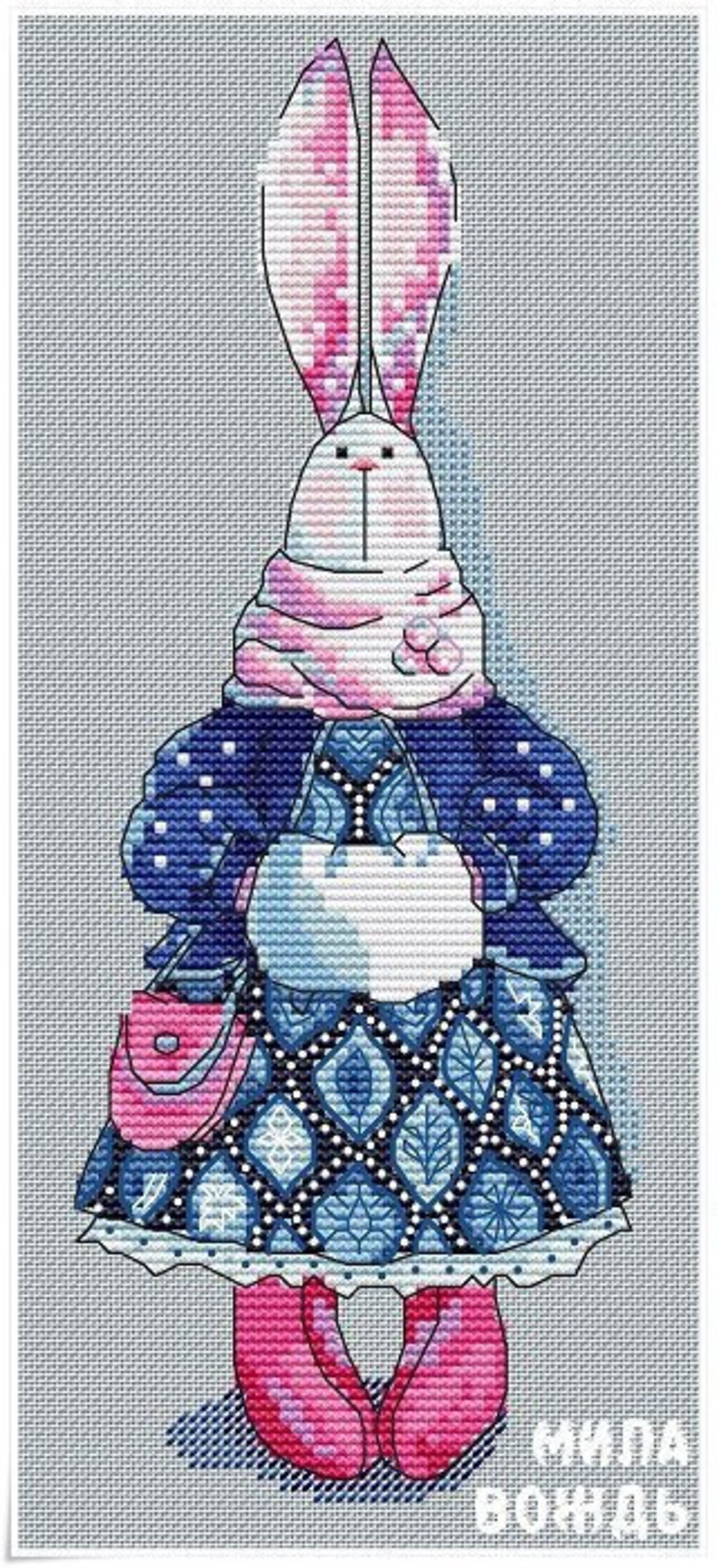Mrs. Rabbit, DMC Cross Stitch Chart Needlepoint Pattern Embroidery ...