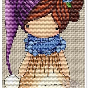 Doll Lilac Dwarf, series magic__dolls. DMC Cross Stitch Chart Needlepoint Pattern Embroidery Chart Printable PDF Instant Download
