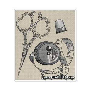 Naaibenodigdheden, DMC Cross Stitch Chart Naaldpuntpatroon Borduurkaart Afdrukbare PDF Direct downloaden
