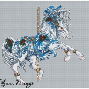 Horse Winter, DMC Cross Stitch Chart Needlepoint Pattern Embroidery Chart Printable PDF Instant Download
